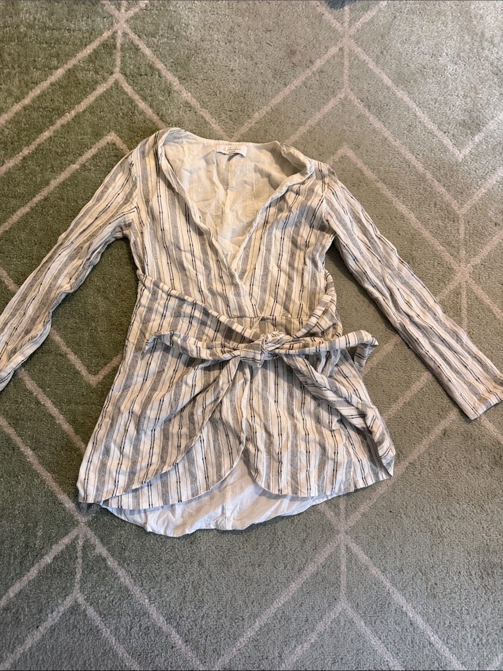 Striped Wrap Front dress in white and black